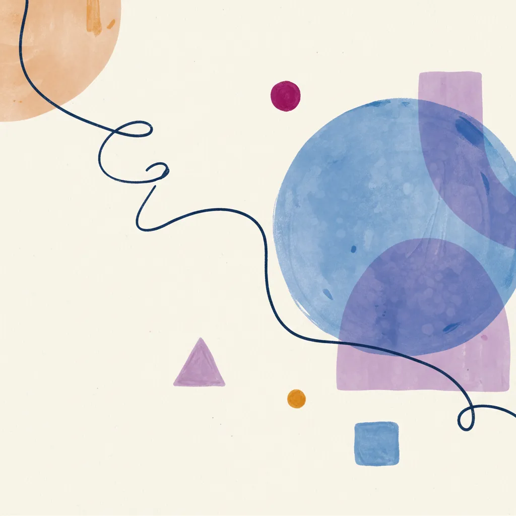 A warm, abstract illustration suggesting play and progress in sage green and coral tones.